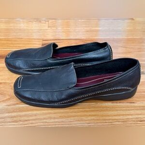 Black Leather Slip-on Aerology Loafers, Size 7.5